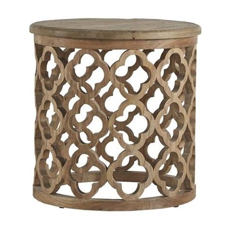 Signal Hills Vince Reclaimed Wood Moroccan Trellis Drum Accent Table