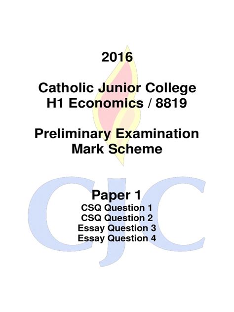 2016 Cjc Econs Prelim Pdf Subsidy Labour Economics