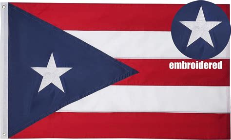 Topflags Puerto Rico Flag 4x6 Feet Embroidery Embroidered Puerto Rico