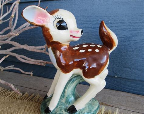 Vintage Ceramic Deer Figurine Bambi Figurine Hand Painted Etsy