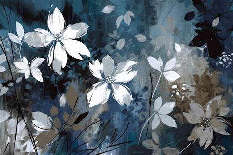 Premium AI Image | A blue and white floral background with white flowers.