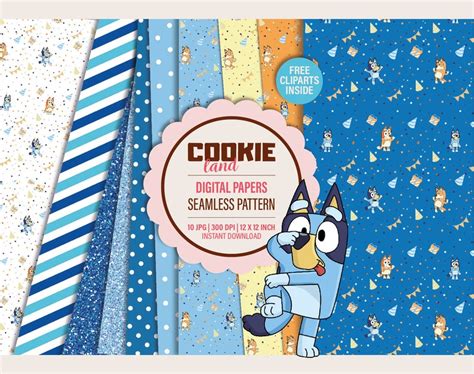 10 Bluey  Digital Papers Seamless Pattern  Bluey Boys Etsy