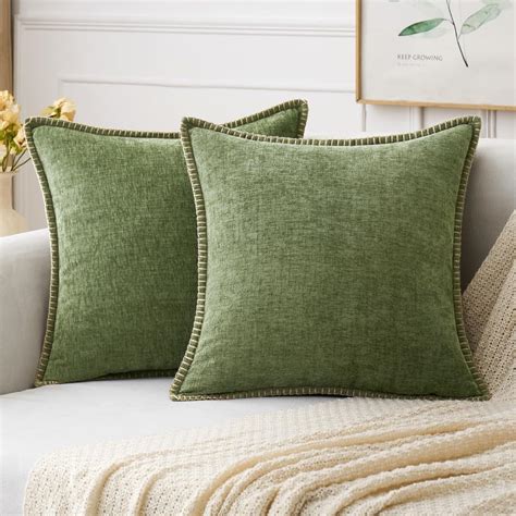 MIULEE Pack Of 2 Couch Throw Pillow Covers 20x20 Inch Sage Green