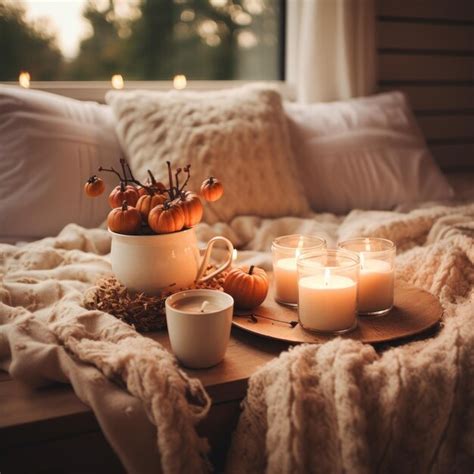 Premium Photo Cozy Fall Vibes Pumpkin Spice And Candles