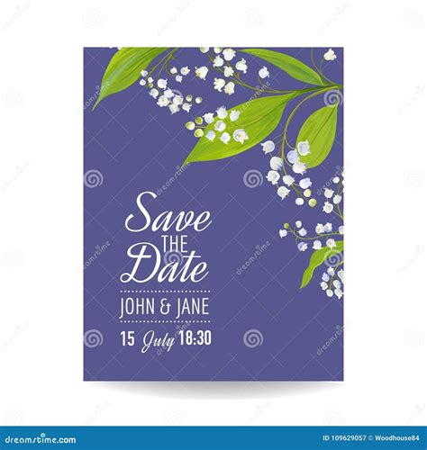 Floral Wedding Invitation Template With Spring Lily Of The Valley