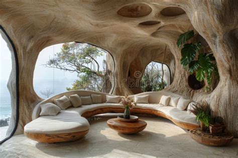 A Modern Interior in a House in Nature. Environmental Design Stock Photo - Image of architecture ...