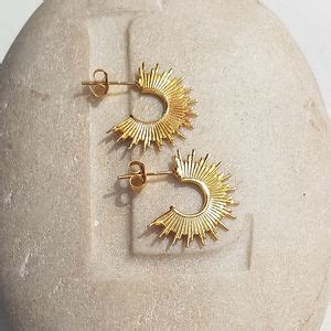 Gold Vermeil Sunburst Earrings By Adela Rome