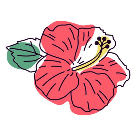 Diseño PNG Y SVG De Trazo De Color De Flor De Hibisco Rojo Pálido Para