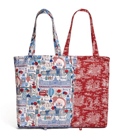 Harrods Multi Recycled Pretty City Toile Pocket Shopper Bag Set Of