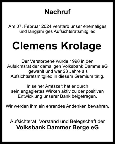 Traueranzeigen Von Clemens Krolage Om Trauer De