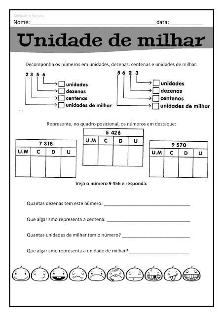 Atividades Centena Dezena E Da Unidade De Milhar Atividades