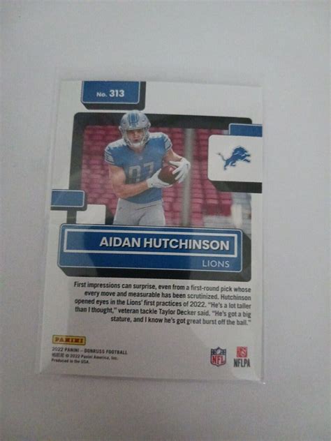 2022 Panini Donruss Rated Rookie 313 Aidan Hutchinson RC Lions EBay