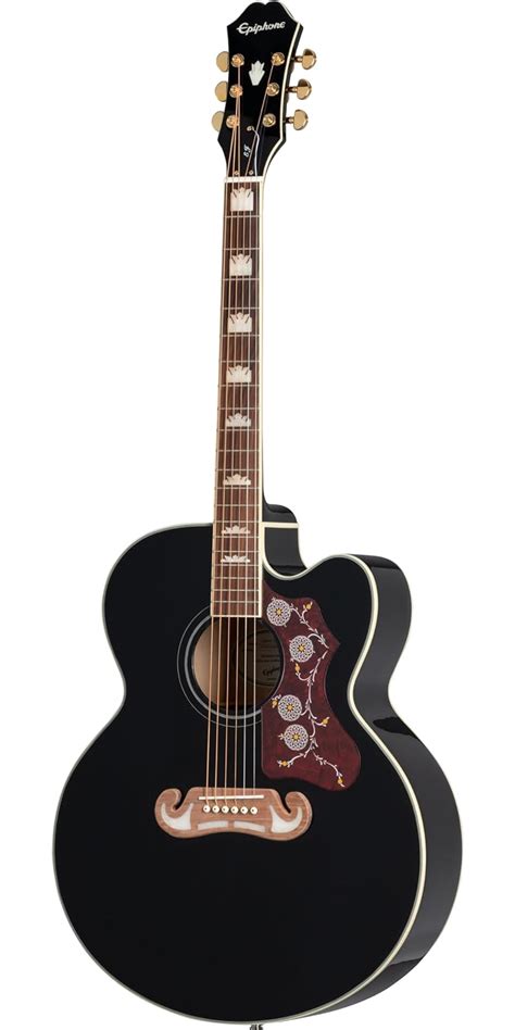 Epiphone Ej 200ce Acoustic Electric Guitar Shadow Preamp Black Musical Instruments