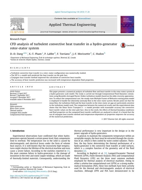 Cfd Analysis Of Turbulent Convective Heat Transfer In A Hydro Generator