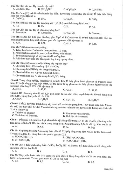 Đề Tham Khảo Môn Hóa Học Thi Tốt Nghiệp Thpt Năm 2023 Bút Chì Xanh