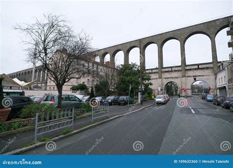 Aqueduct In Arcueil Cachan Paris In The Morning Editorial Image