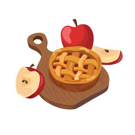 Apple Pie Cake Vector Apple Pie On Wooden Board Thanksgiving