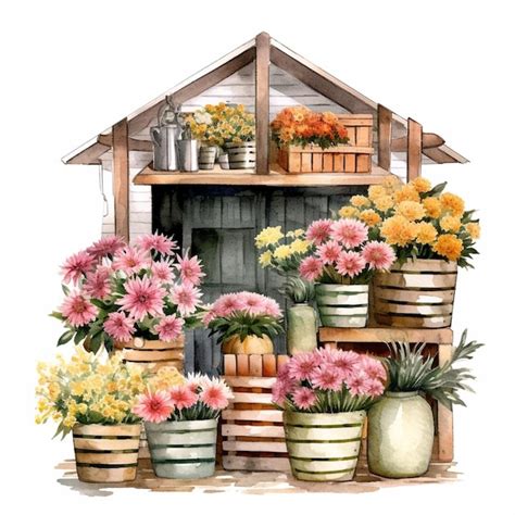 Premium Ai Image There Are Many Different Flowers In The Pots On The