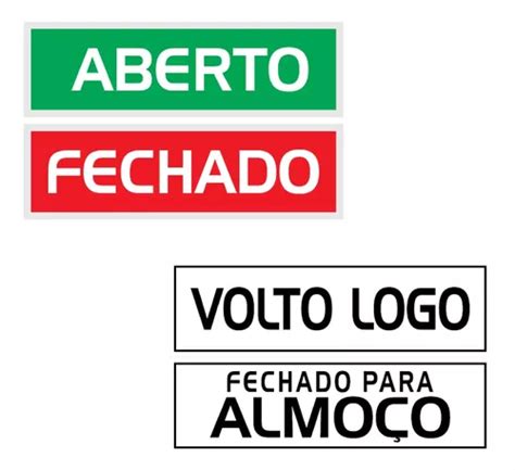 Placa Kit Aberto Fechado Volto Logo Fechado Para Almoço