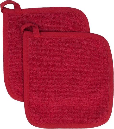 Cotton Terry Cloth Pot Holder Set Kitchen Hot Pad 2 Pack Red Fruugo UK