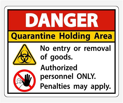 Danger Quarantine Holding Area Sign Vector Art At Vecteezy