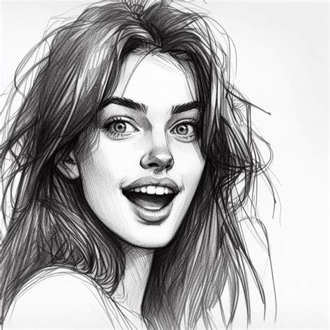 Surprised girl portrait sketch - Bing Image Creator (DALL-E 3) : r/aiArt