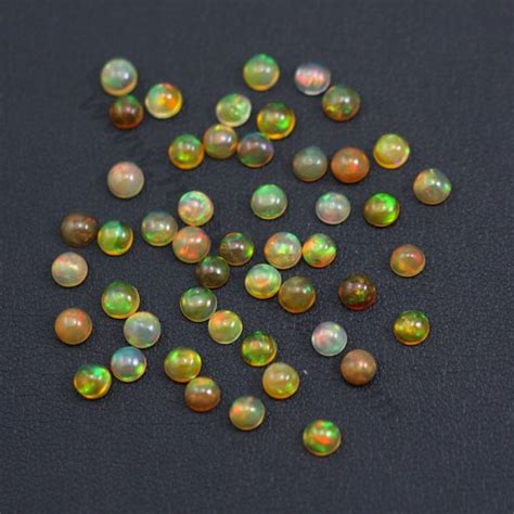 Ethiopian Opal In Cabochon Multicolored In Round Shape Mm X Pc