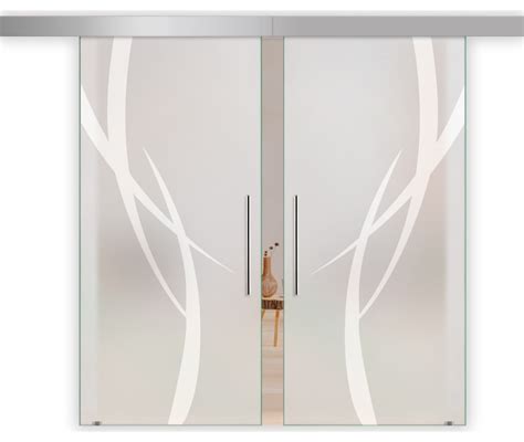 Double Sliding Glass Barn Door With Frosted Design Alu100 2x 47 X84 94 X84 Contemporary