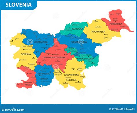 O Mapa Detalhado De Eslov Nia Regi Es Ou Estados E Cidades