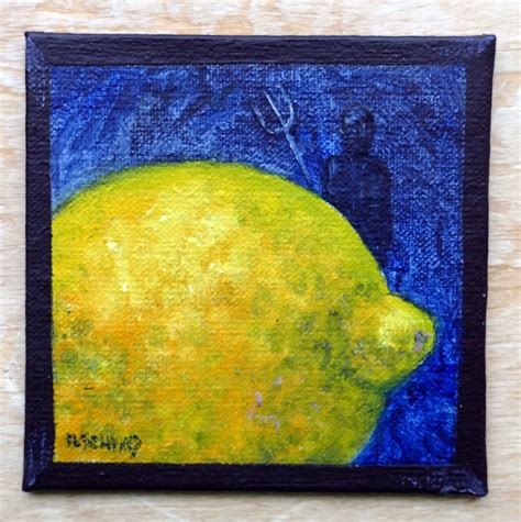 Lemon Harvest Small Funny Oil Painting On Homemade Canvas Etsy Uk