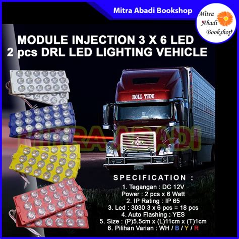 Jual LED MODUL INJECTION DC 12V SMD 3030 SUPER BRIGHT 1 SET 2 PCS