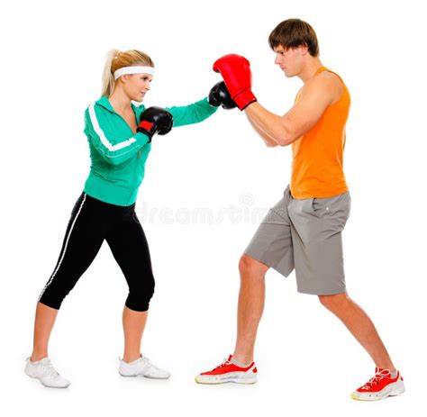 Man woman boxing training stock image. Image of instructor - 33281883