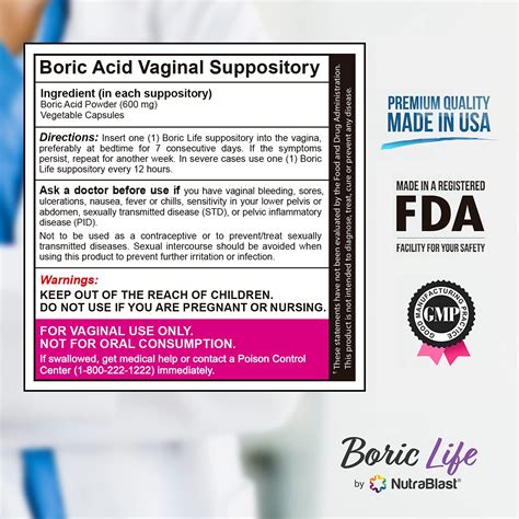 NutraBlast Boric Acid Vaginal Suppositories 100 Pure Made In USA