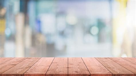 Premium Photo Empty Wood Table Top And Blurred Coffee Shop And