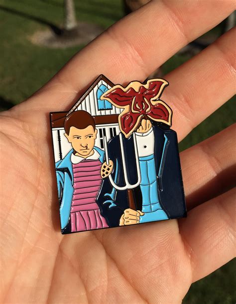 Stranger Things And American Gothic Enamel Pin Etsy