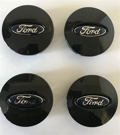 4x 66mm Ford Black Wheel Center Caps – 6 Side Auto