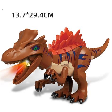 Минифигурка динозавр Юрского периода Стегозавр коричневый / Подсветка ...