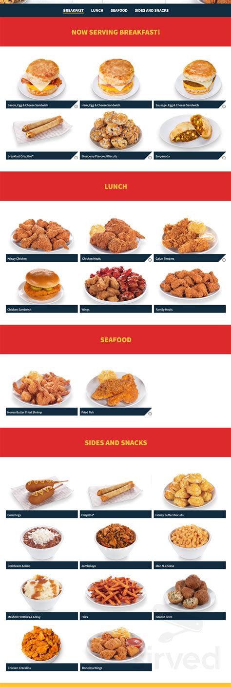 Krispy Krunchy Chicken Menus In Hemet California United States