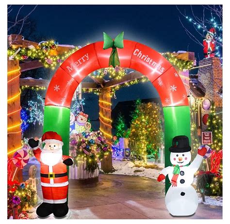 Ft Christmas Inflatable Archway Santa Claus And Snowman Inflatable