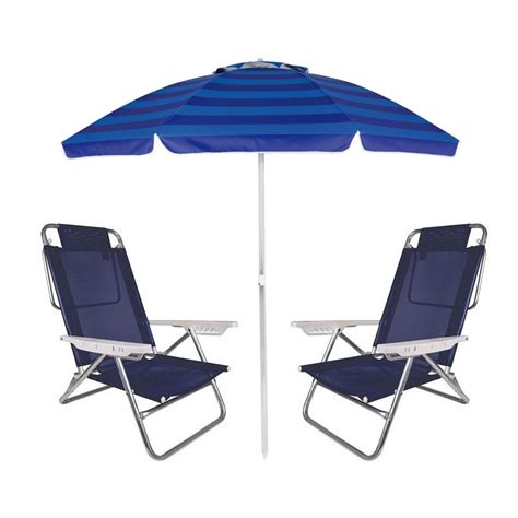 Kit Cadeira Praia Summer Reclin Vel Posi Es Guarda Sol