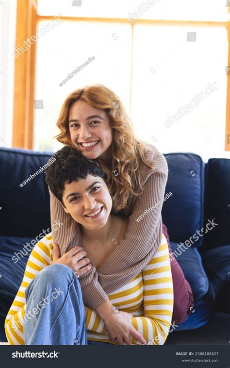 Portrait Happy Biracial Lesbian Couple Embracing Stock Photo Shutterstock