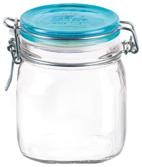 Bormioli Rocco Fido Sky Blue Glass Jar Contemporary Food Storage