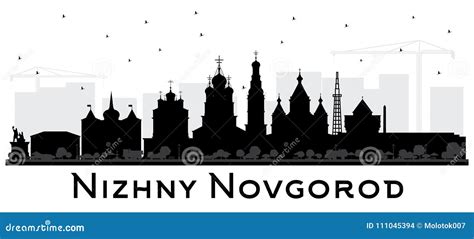 Nizhny Novgorod Russia City Skyline Silhouette With Black Buildings