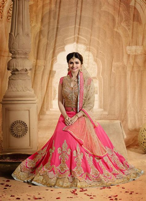 Designer Sarees | Prachi-desai-wedding-lehenga-beige-pink