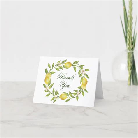 Lemons Blossom Greenery Watercolor Thank You Card Zazzle