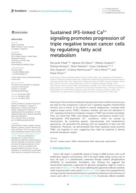 Pdf Sustained Ip Linked Ca Signaling Promotes Progression Of