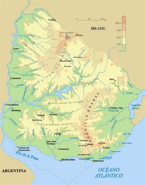 Uruguay Physical Map • Mappery