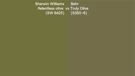 Sherwin Williams Relentless Olive Sw Vs Behr Truly Olive S