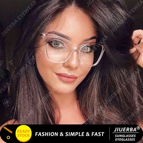 Jiuerba Retro Style Oversized Cat Eye Anti Blue Light Eyeglasses Western Fashion Simple