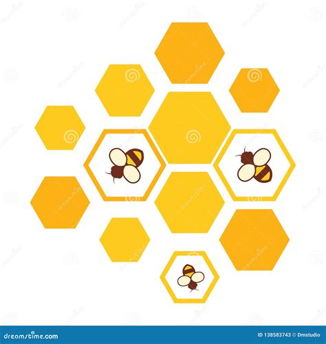 Vector Bees And Honeycomb Icon Stock Vector Illustration Of Abstract